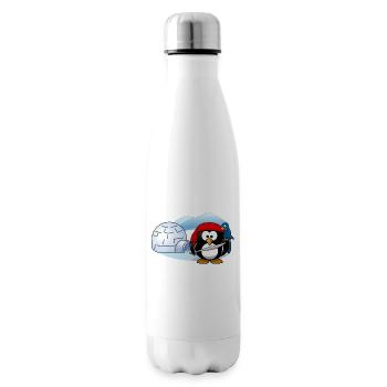 Piratenpinguin mit Schwert, Papagei und Iglu. - Isolierflasche - Weiß - Rechts