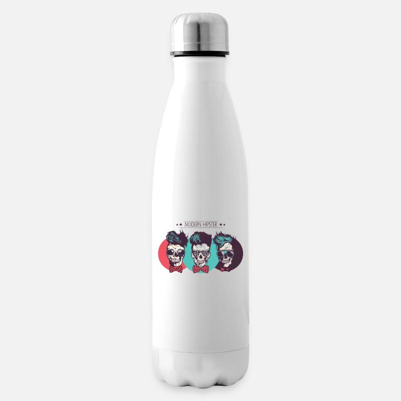 tete de mort hipster modern skull crane lunette de - Bouteille isotherme - blanc