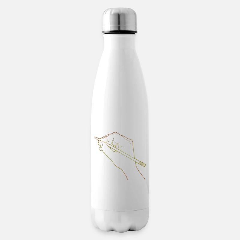 Eine skizzierte Hand, die einen Bleistift hält - Isolierflasche - Weiß