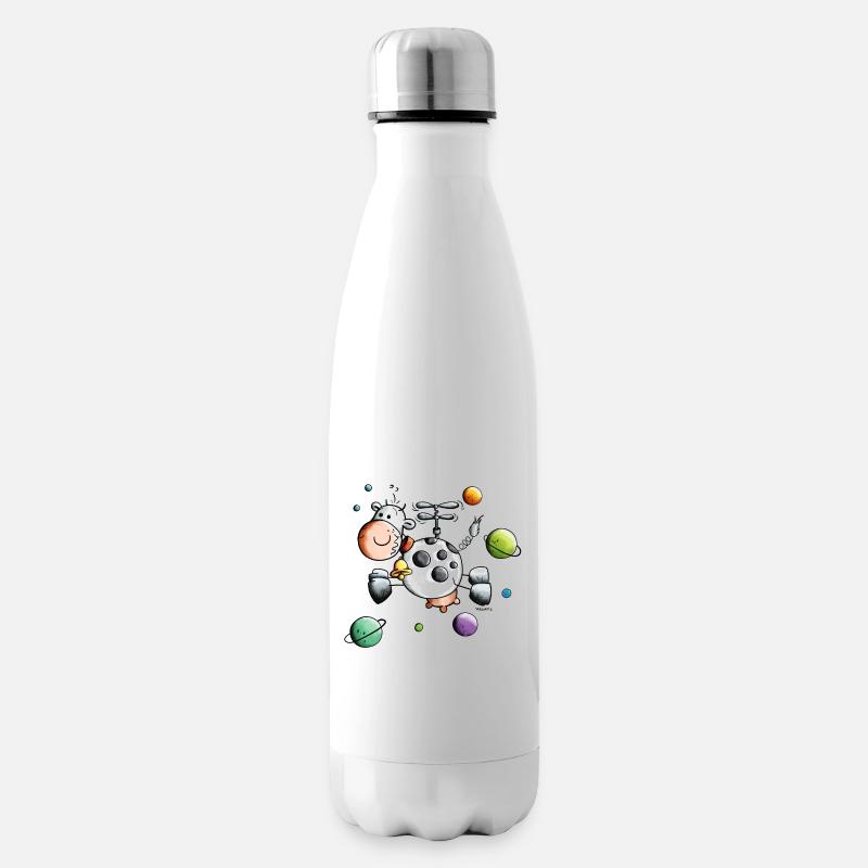 Kuh auf Weltreise - Isolierflasche - Weiß