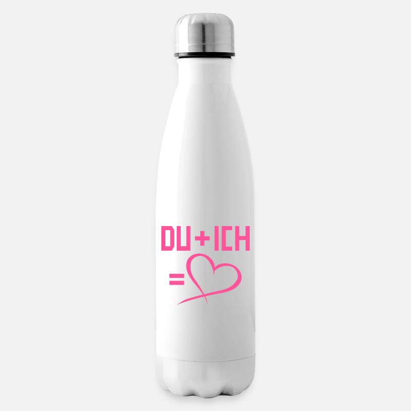 Du plus Ich gleich Herz Liebe Romantisch - Isolierflasche - Weiß
