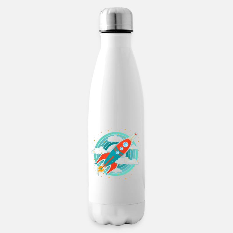 Fusée rétro (cercles) - Bouteille isotherme - blanc
