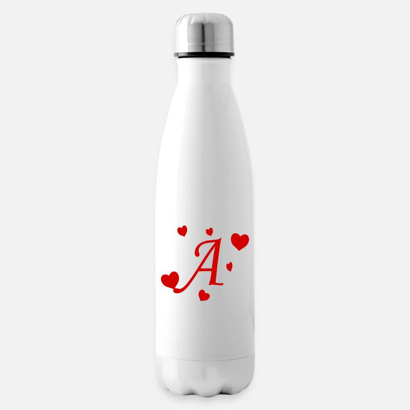 Buchstabe A mit Herzen - Isolierflasche - Weiß