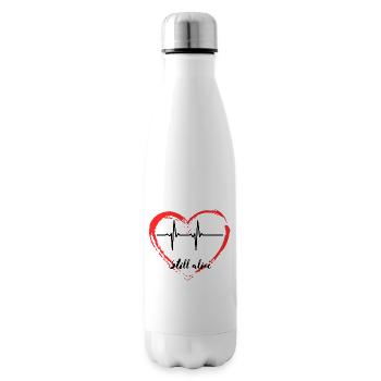 Heartbeat Heart Life Still Alive Pulse Heart Love - Insulated Water Bottle - white - Right