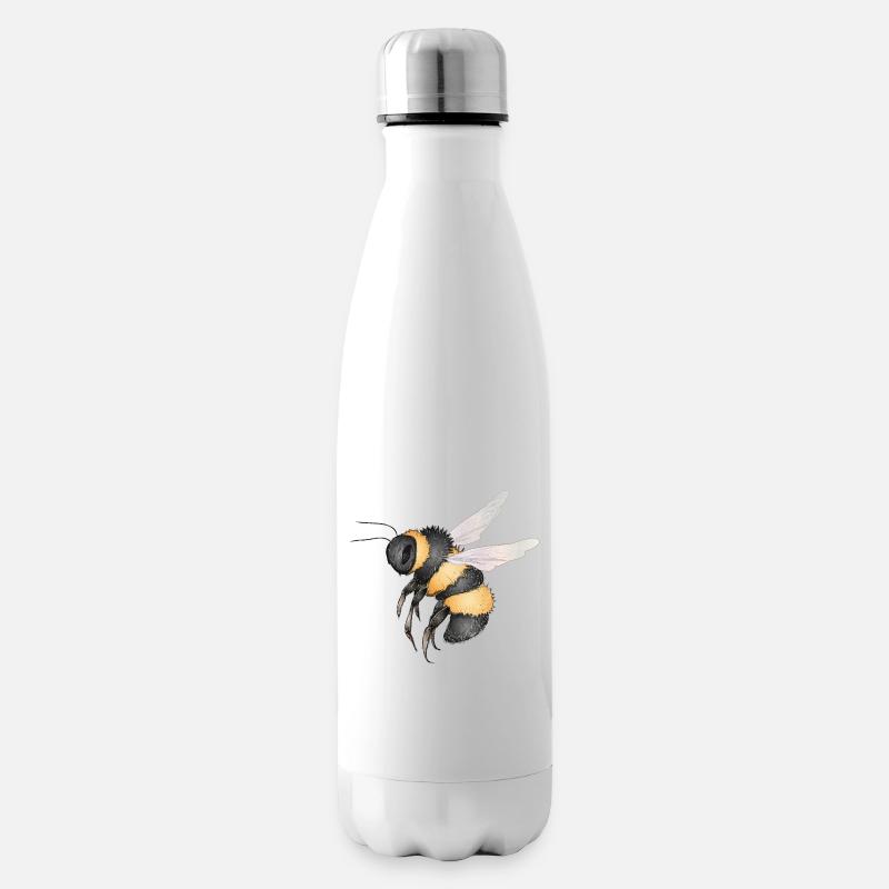 detaillierte Zeichnung einer fliegenden Hummel - Isolierflasche - Weiß