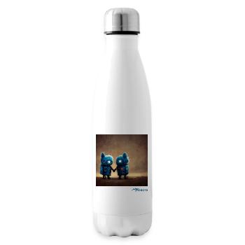 Zwei niedliche blaue Roboter halten Händchen - Isolierflasche - Weiß - Rechts