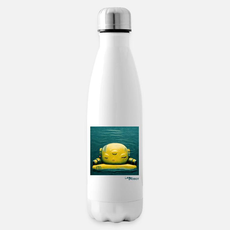 Mignon robot jaune reposant sur l’eau - Bouteille isotherme - blanc