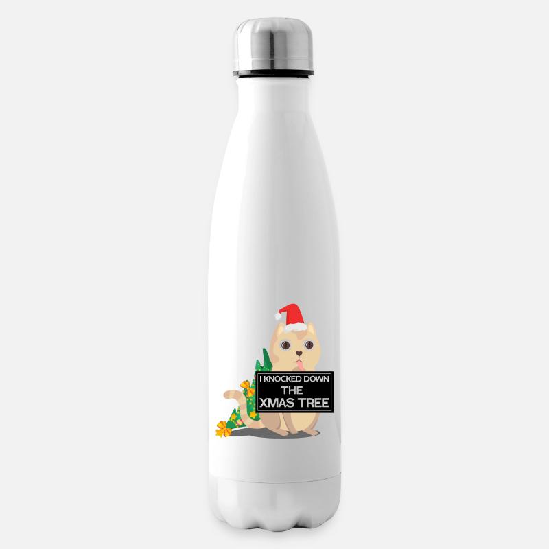 mauvais chat de Noël arbre de Noël - Bouteille isotherme - blanc
