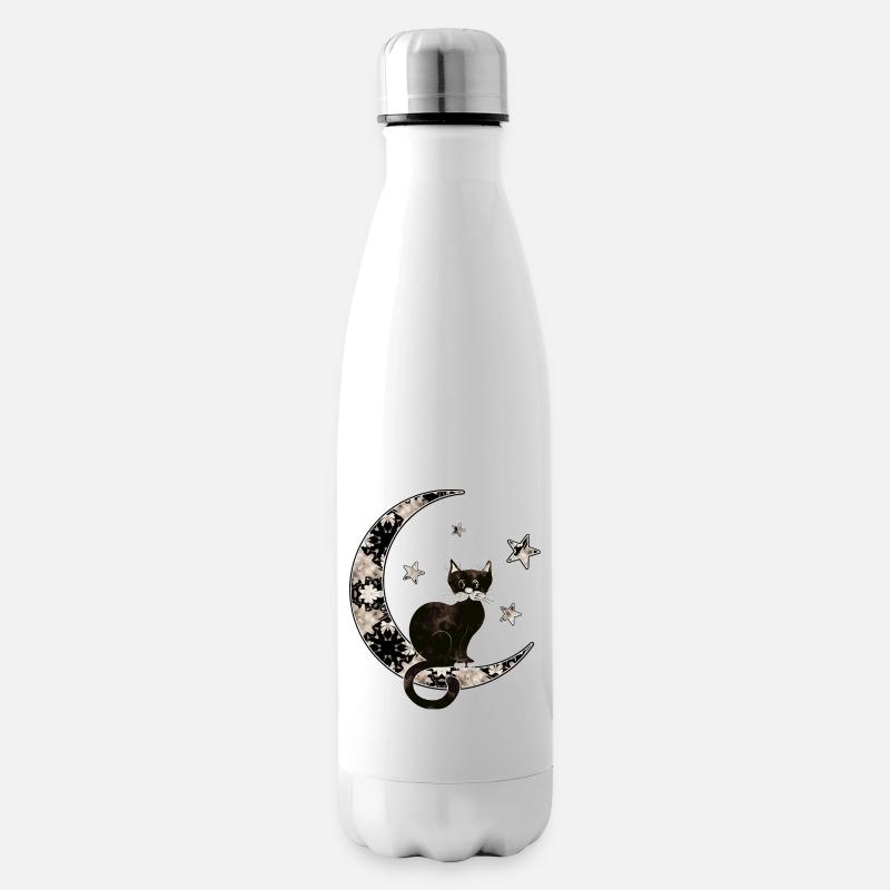 Katze - Isolierflasche - Weiß