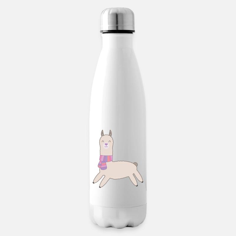 süßes Alpaka - Isolierflasche - Weiß