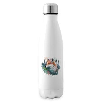 Fuchs Fuchskopf Natur Wildnis Wald Bäume Berge - Isolierflasche - Weiß - Rechts
