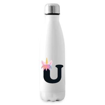 Einhorn-Buchstabe Regenbogenstyle "U" | be unique - Isolierflasche - Weiß - Rechts