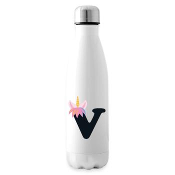 Einhorn-Buchstabe Regenbogenstyle "V" | be unique - Isolierflasche - Weiß - Rechts