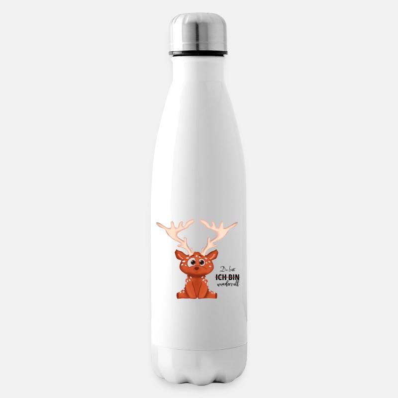 Baby Reh mit Spruch ich bin wundervoll - Isolierflasche - Weiß