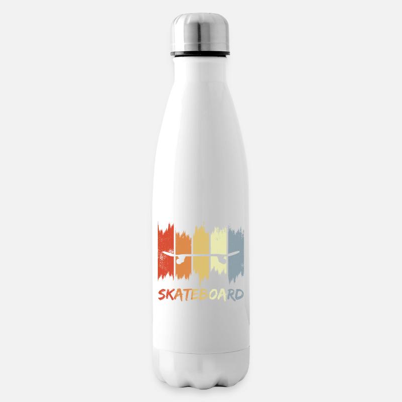 Skateboard Retro Look - Isolierflasche - Weiß