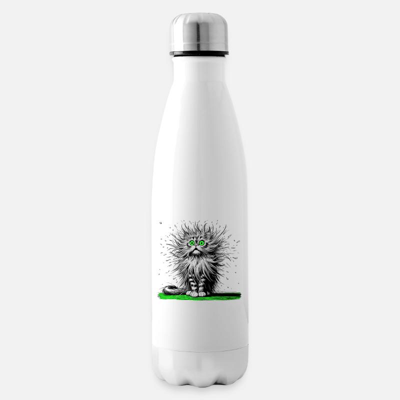 Cat, Comic, Funny, Funny - Insulated Water Bottle - white