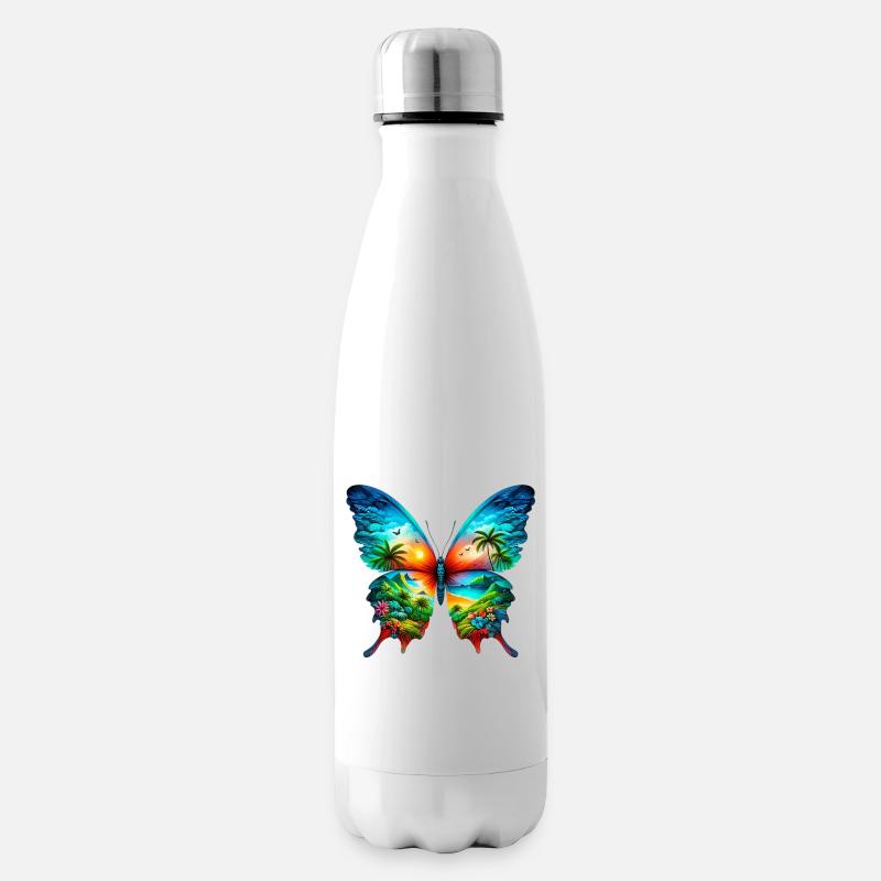 Schmetterling - Isolierflasche - Weiß
