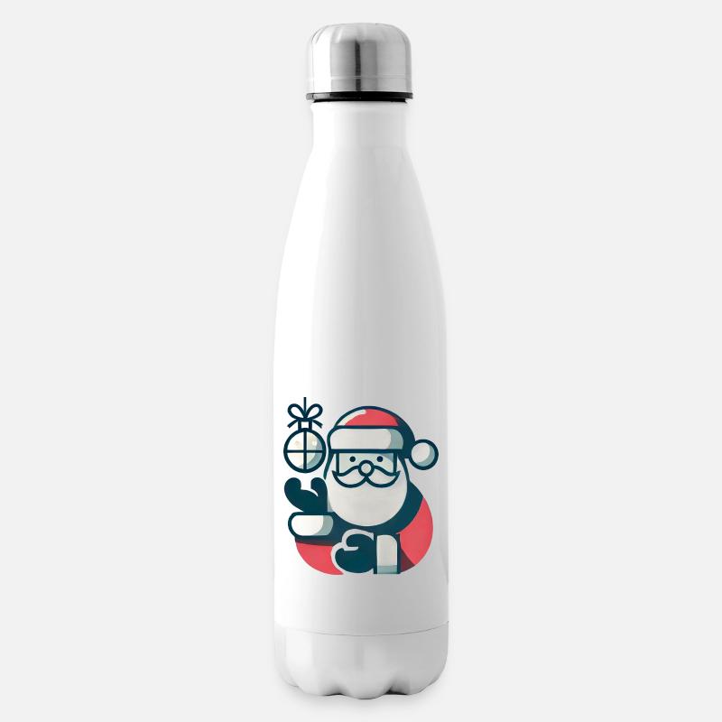 Weihnachtsmann mit Weihnachtskugel - Isolierflasche - Weiß