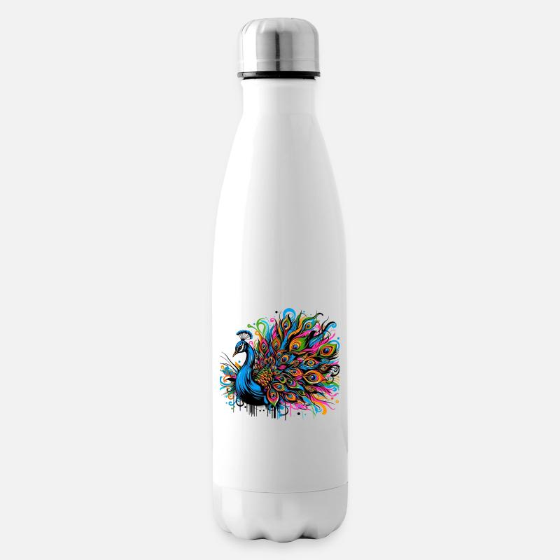 Pfau - Isolierflasche - Weiß