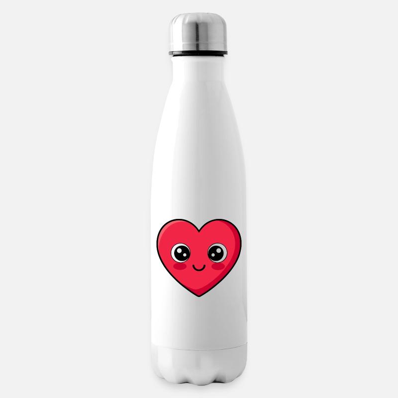 Conception d’émoticônes de cœur kawaii - Bouteille isotherme - blanc