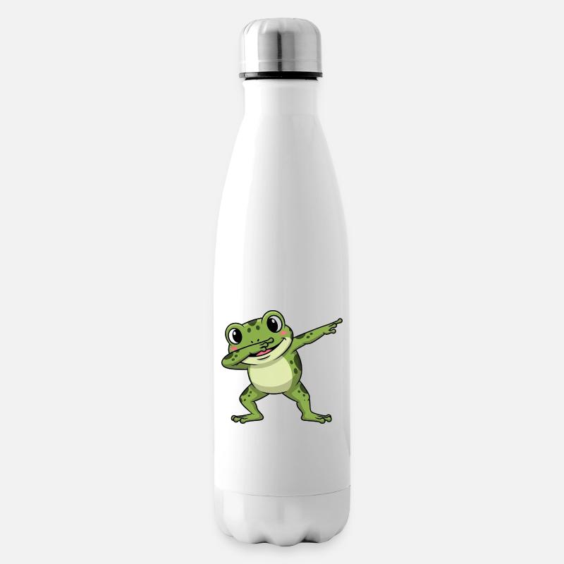 mignon grenouille crapaud crapaud crapaud dessin animé pour enfants - Bouteille isotherme - blanc