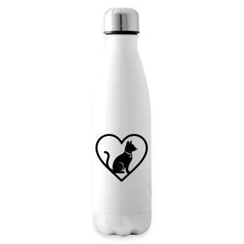 Cat Heart Silhouette Cute Pet Lover - Insulated Water Bottle - white - Right