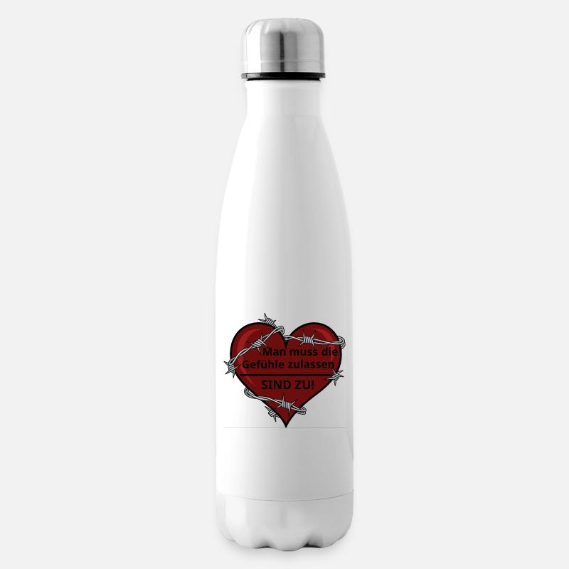 Sarcastic Heart with Barbed Wire - Insulated Water Bottle - white