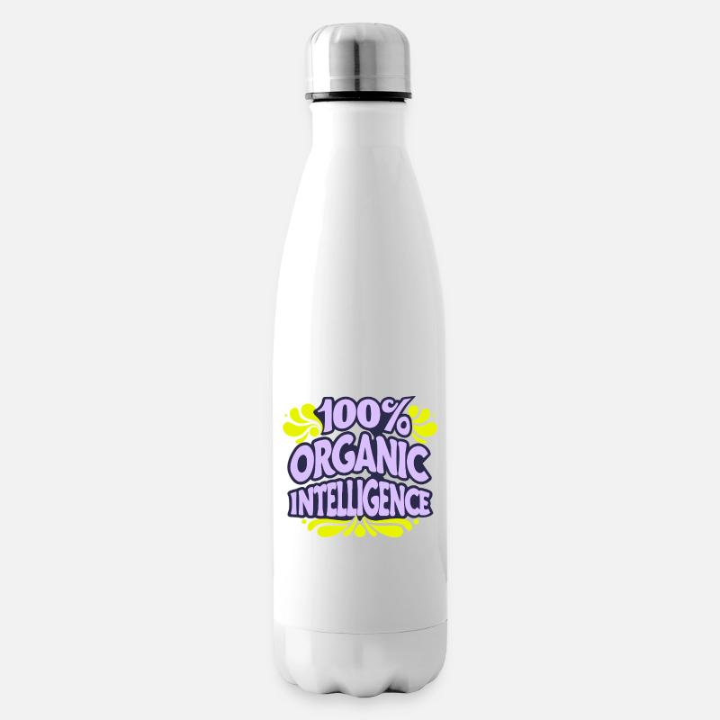 100% Organic Intelligence, Not an AI - Insulated Water Bottle - white