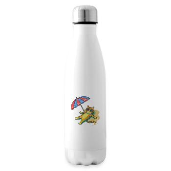 Colorful beach cat with parasol - Insulated Water Bottle - white - Right