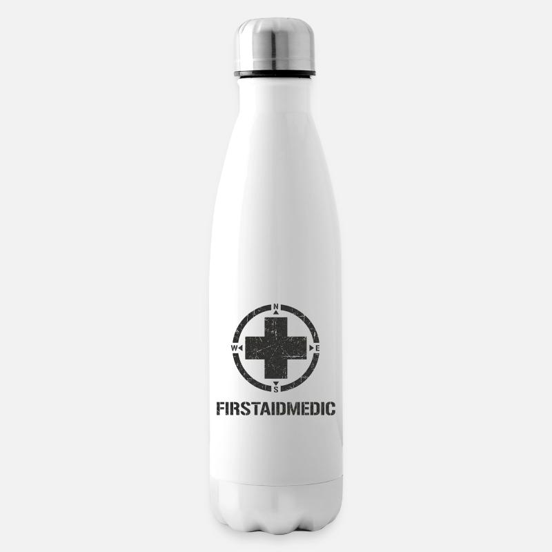 Erste Hilfe Kompass Kreuz - Isolierflasche - Weiß