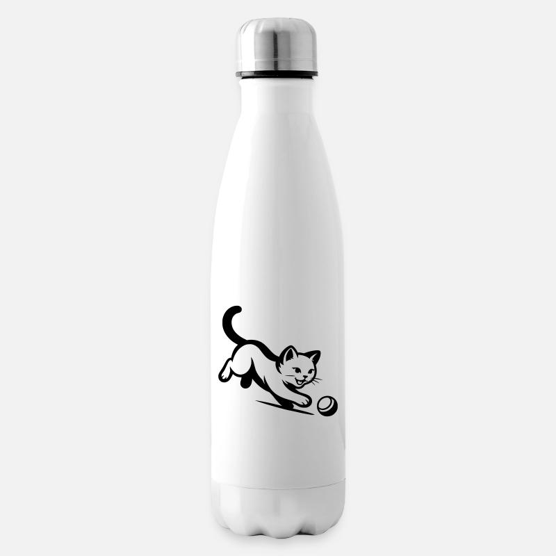 Cat - Insulated Water Bottle - white
