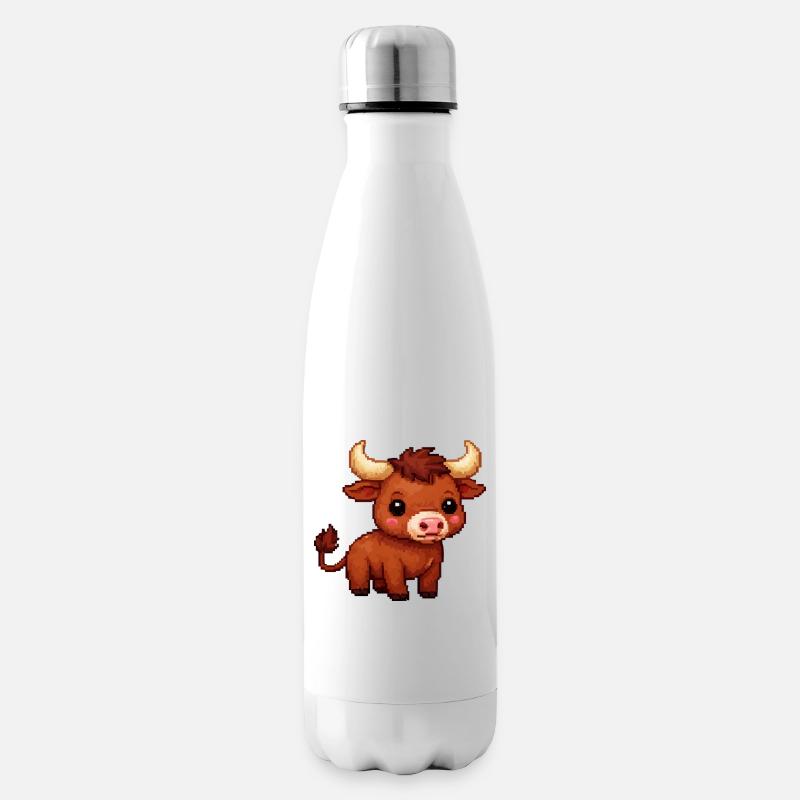 Pixelbulle Knuddelbull - Isolierflasche - Weiß