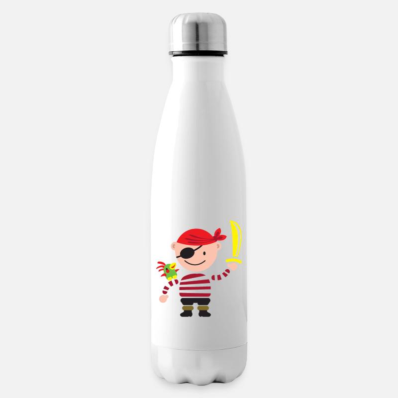 kleiner Pirat mit Papagei - Isolierflasche - Weiß