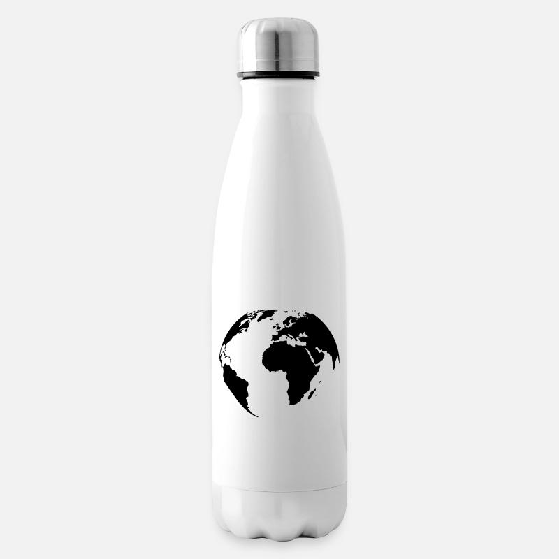 weltkugel-schwarz - Isolierflasche - Weiß