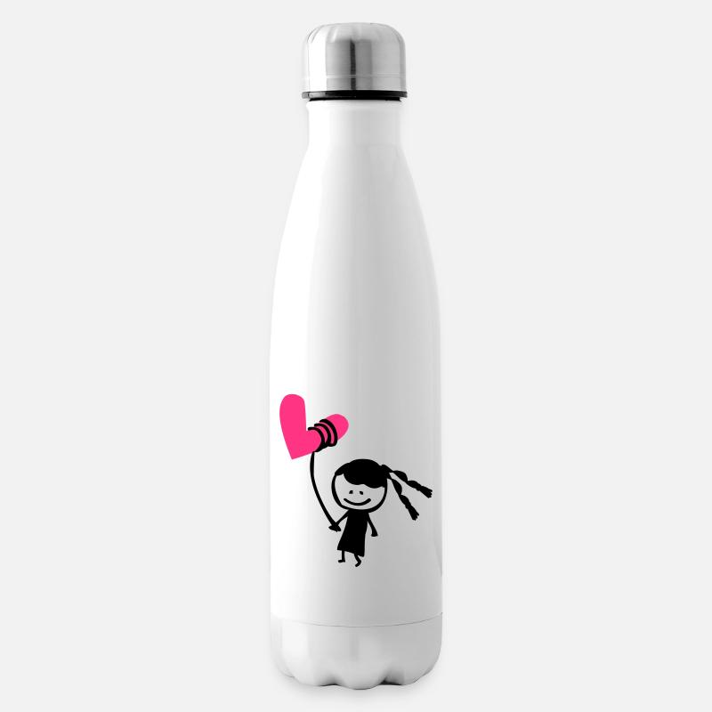 Kleines Mädchen mit Herzballon - Isolierflasche - Weiß