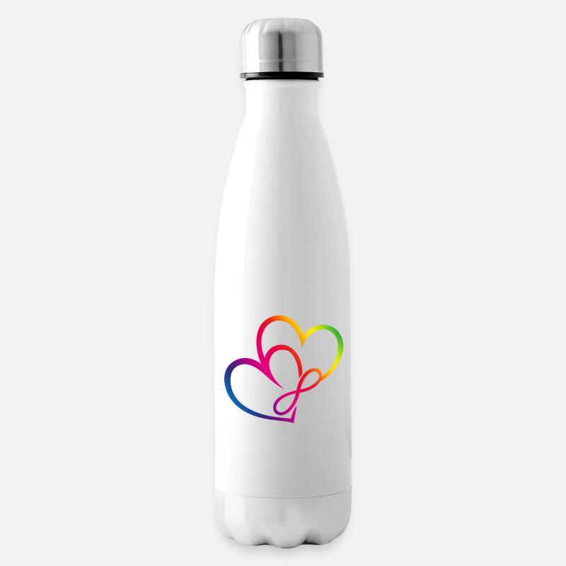 Zwei Herzen Regenbogen Infinity Love CSD LGBT - Isolierflasche - Weiß