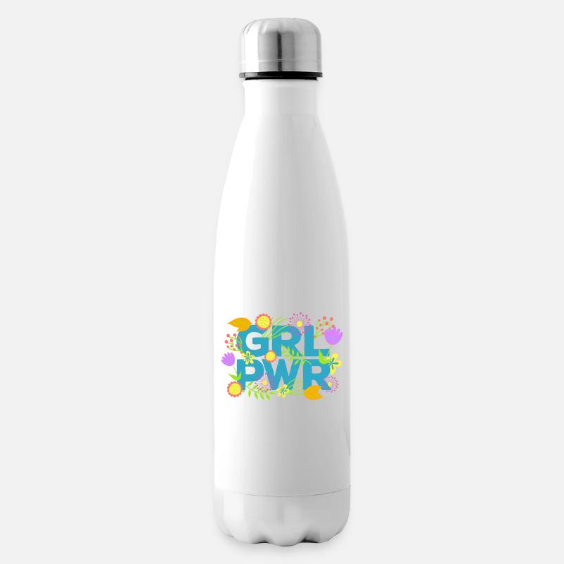 GRLPWR Mädchen Power Blumen FeministinnenGeschenk - Isolierflasche - Weiß