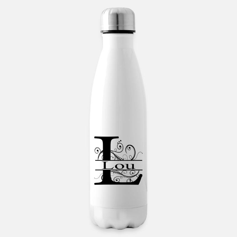 Monogramme avec le prénom Lou - Bouteille isotherme - blanc