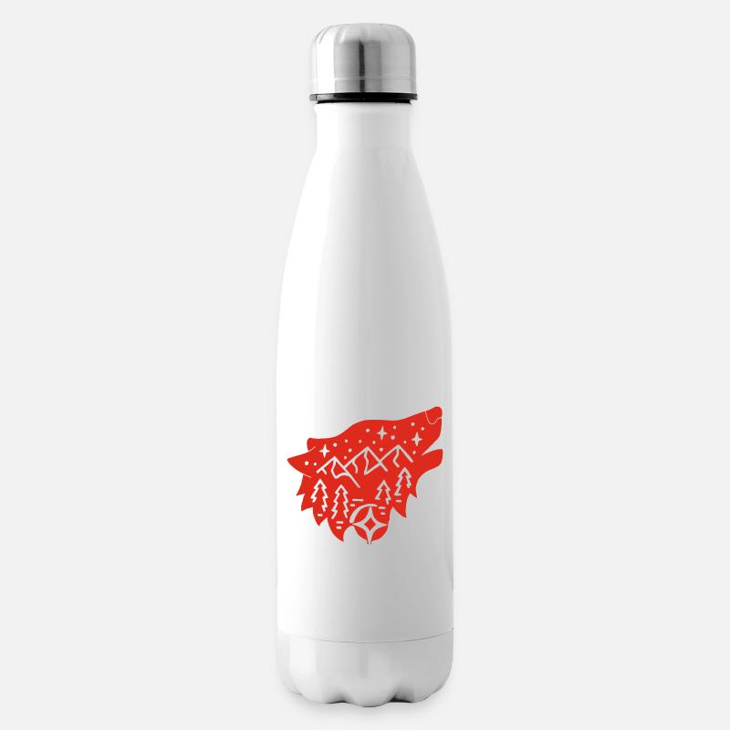 Roter Wolf Totem der Natur - Isolierflasche - Weiß