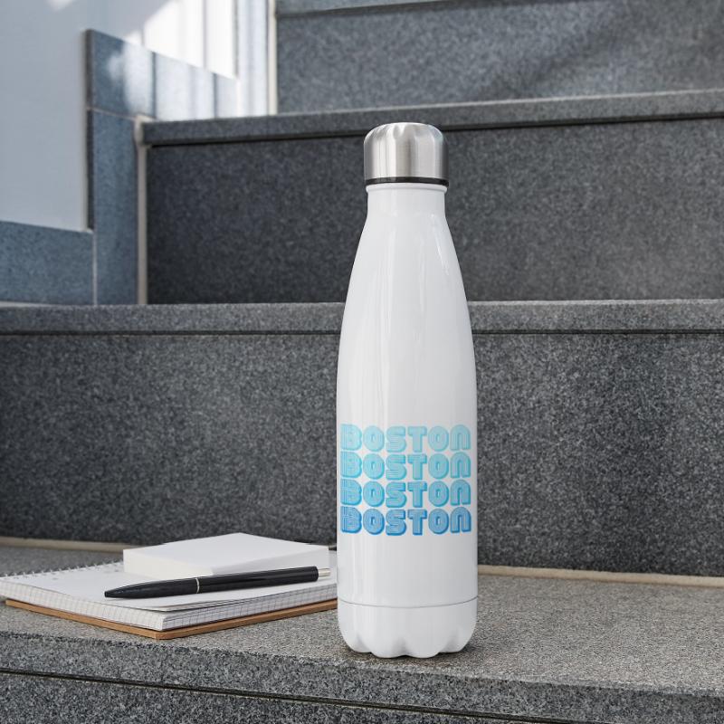 Boston Repeat Pattern Blue Gradient Insulated Water Bottle