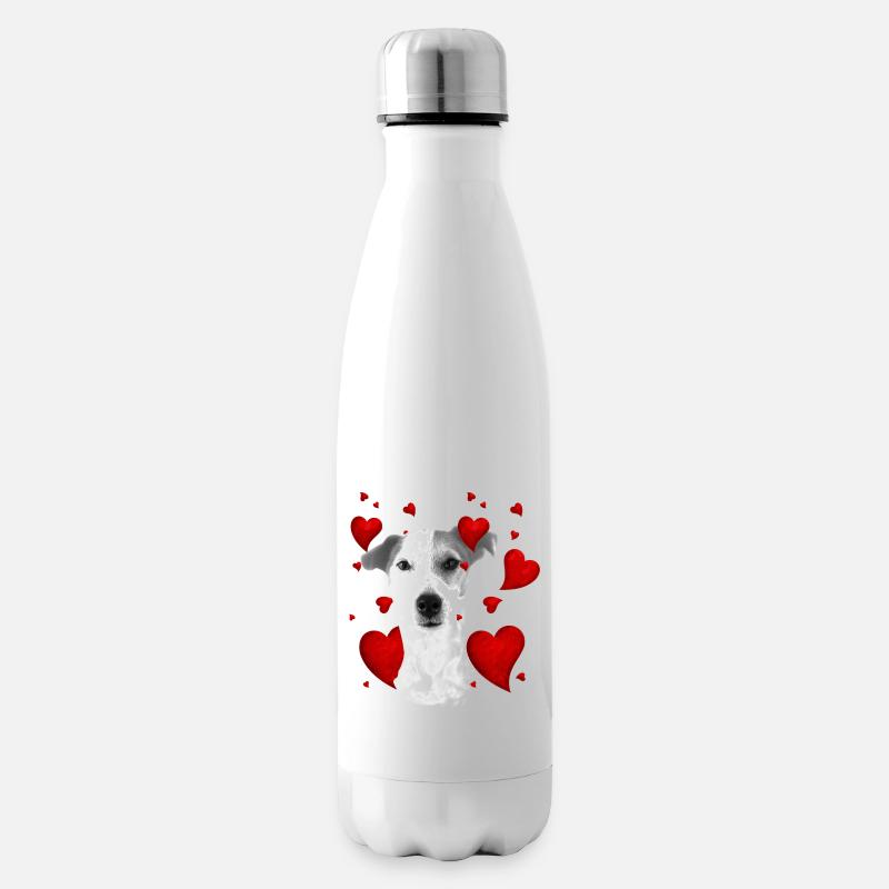 Jack Russel mit Herzen - Isolierflasche - Weiß