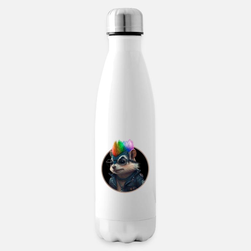 Punk Eichhörnchen mit Regenbogen Irokese Frisur - Isolierflasche - Weiß