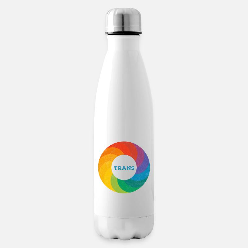 Regenbogen Ring "Trans" baby blau - Isolierflasche - Weiß