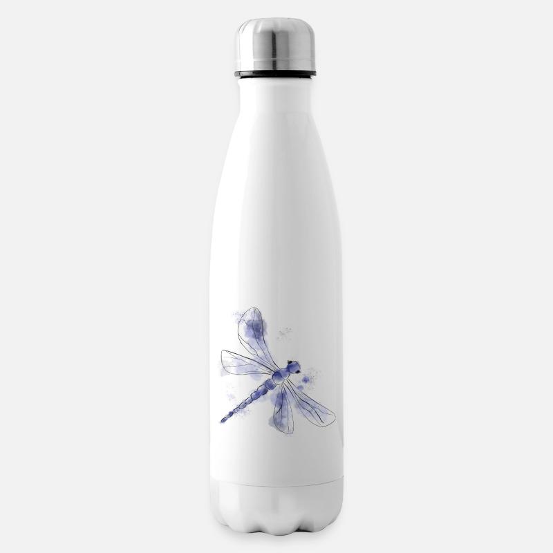 Blaue Libelle - Isolierflasche - Weiß