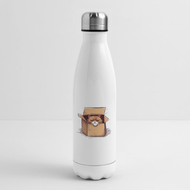 Cat grumpy grumpy grumpy sits in the box Insulated Water Bottle