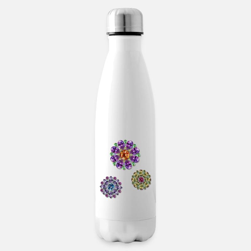 Edelstein-Blumen - Isolierflasche - Weiß