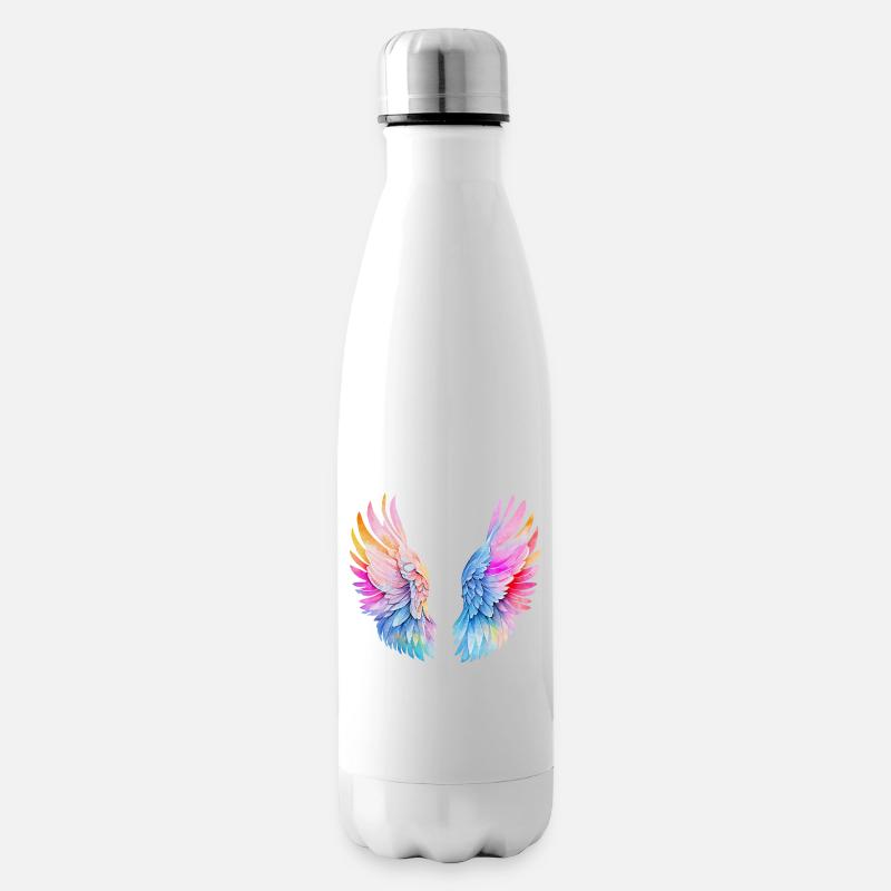 Regenbogen-Engelsflügel - Isolierflasche - Weiß