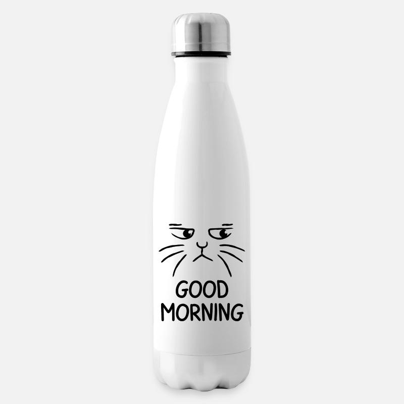 Good Morning cat grumpy katze - Isolierflasche - Weiß