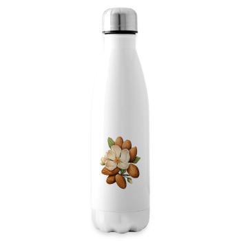 Almonds frame an almond blossom - Insulated Water Bottle - white - Right