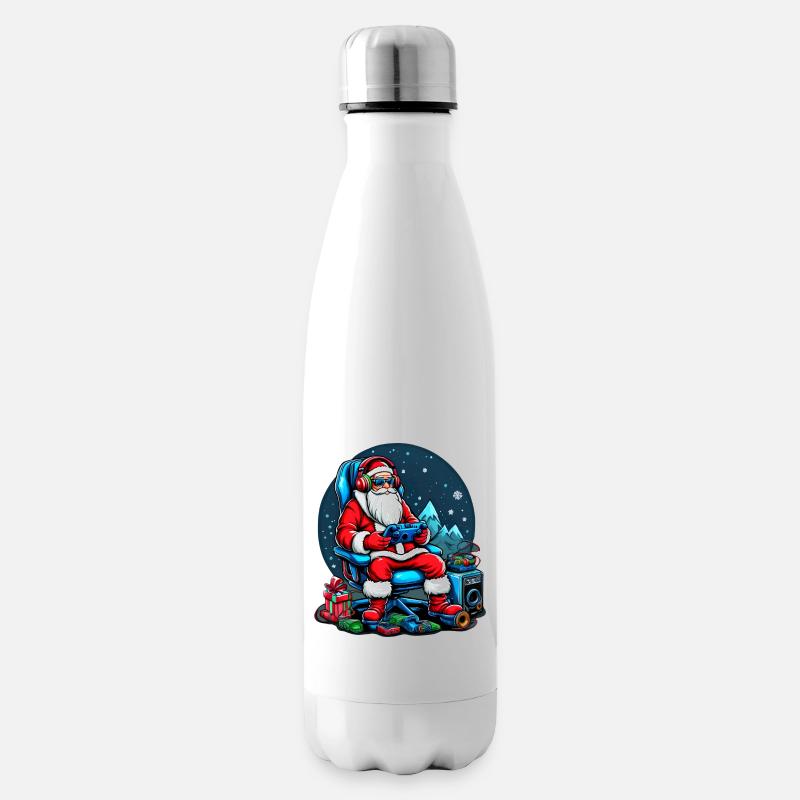 Cooler Gaming-Weihnachtsmann mit Kopfhörern Weihnachtskunst - Isolierflasche - Weiß